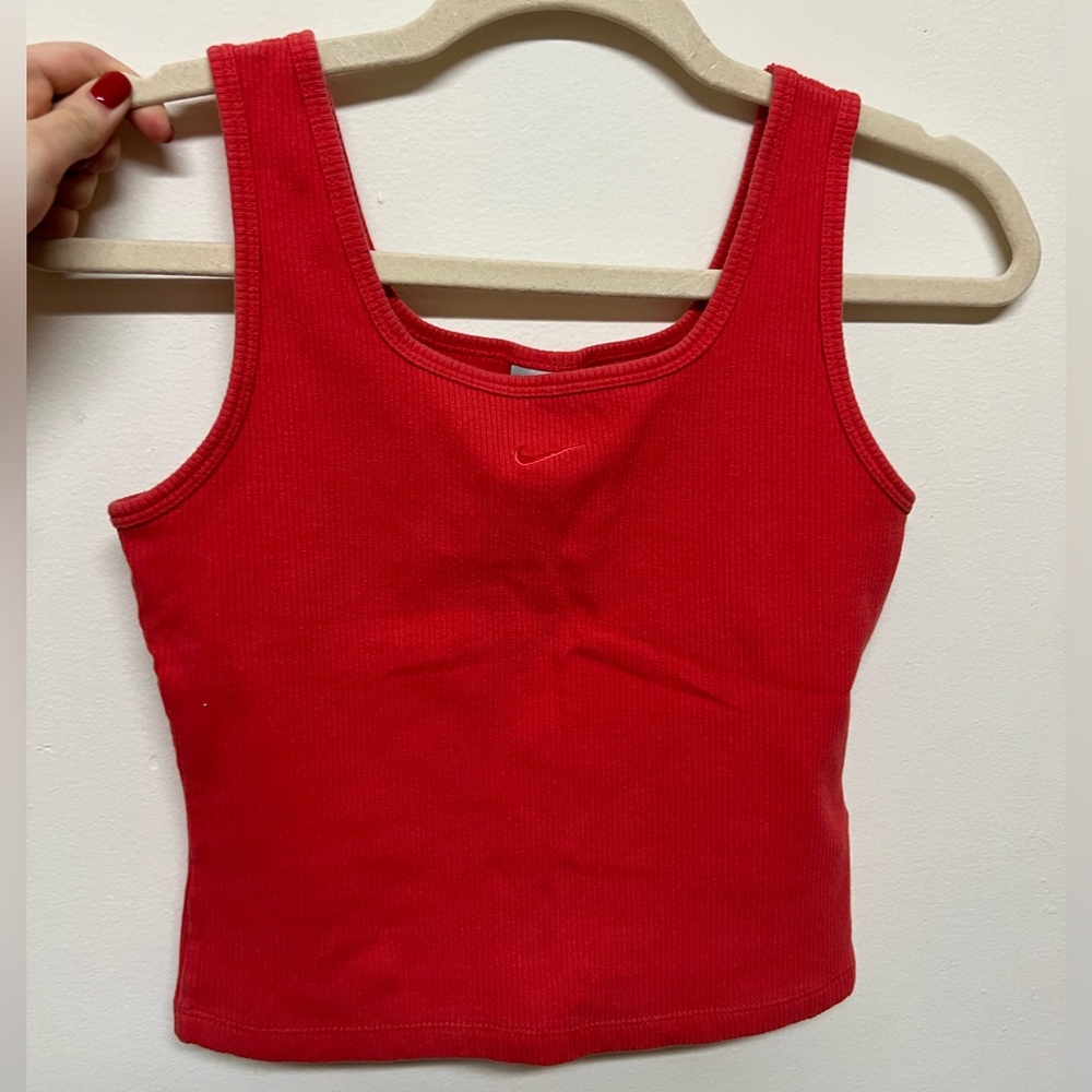Nike Women’s Sportswear: Knit Cropped Ribbed Scarlet Red Tank Top